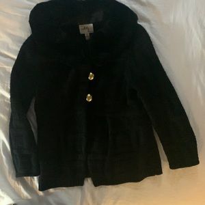 Milly cashmere sweater with removable fur collar.  Excellent condition.